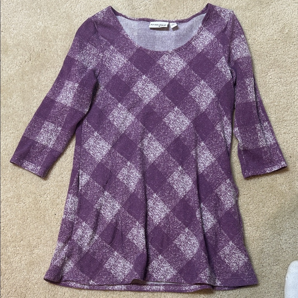 Attitudes by Renee Lavender Plaid Top